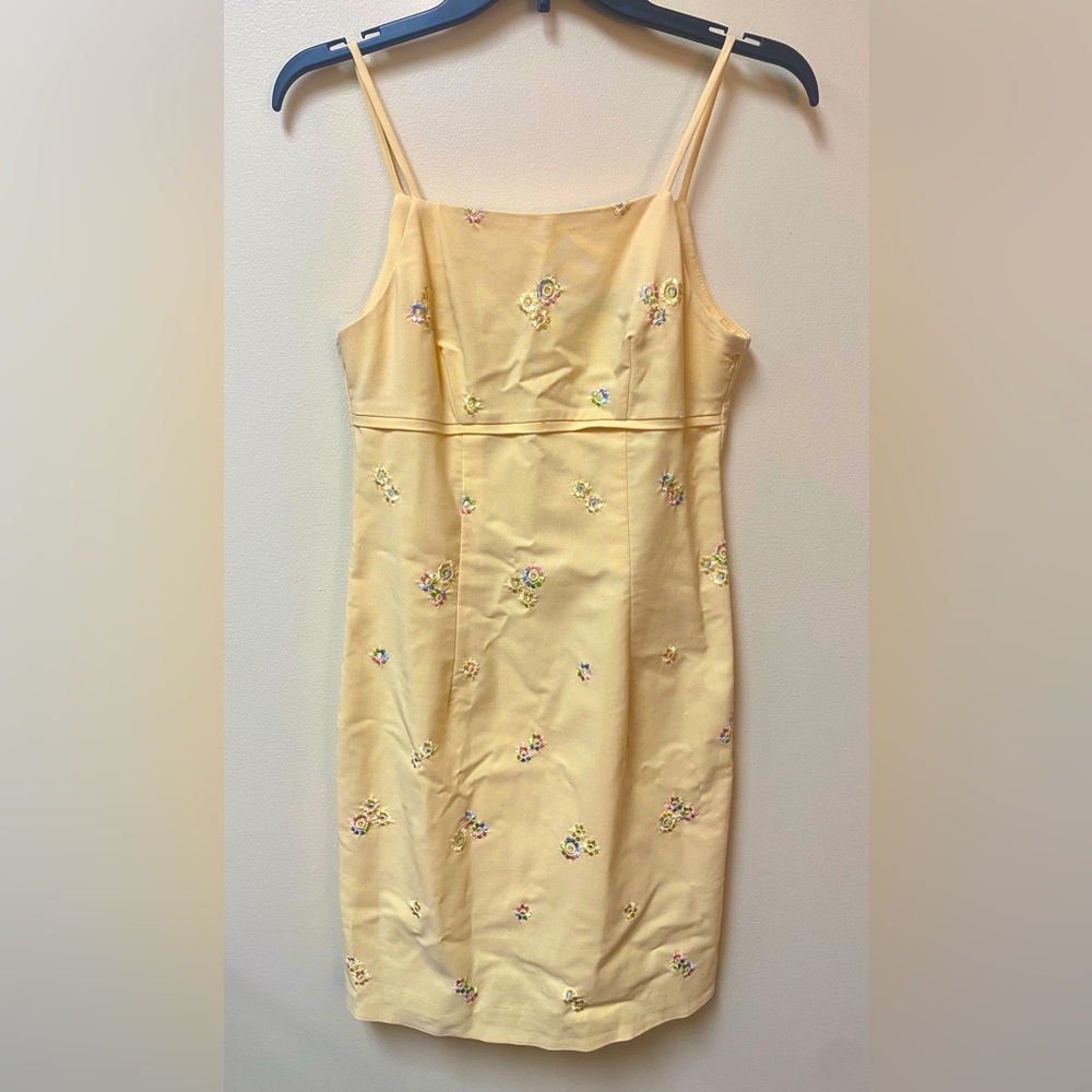 Ladies Jodi Kristopher Floral Embroidered Yellow Summer Dress - Size 7/8